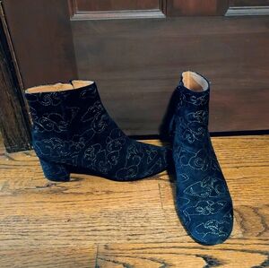 & Other Stories Suede Black And Gold Ankle Boots